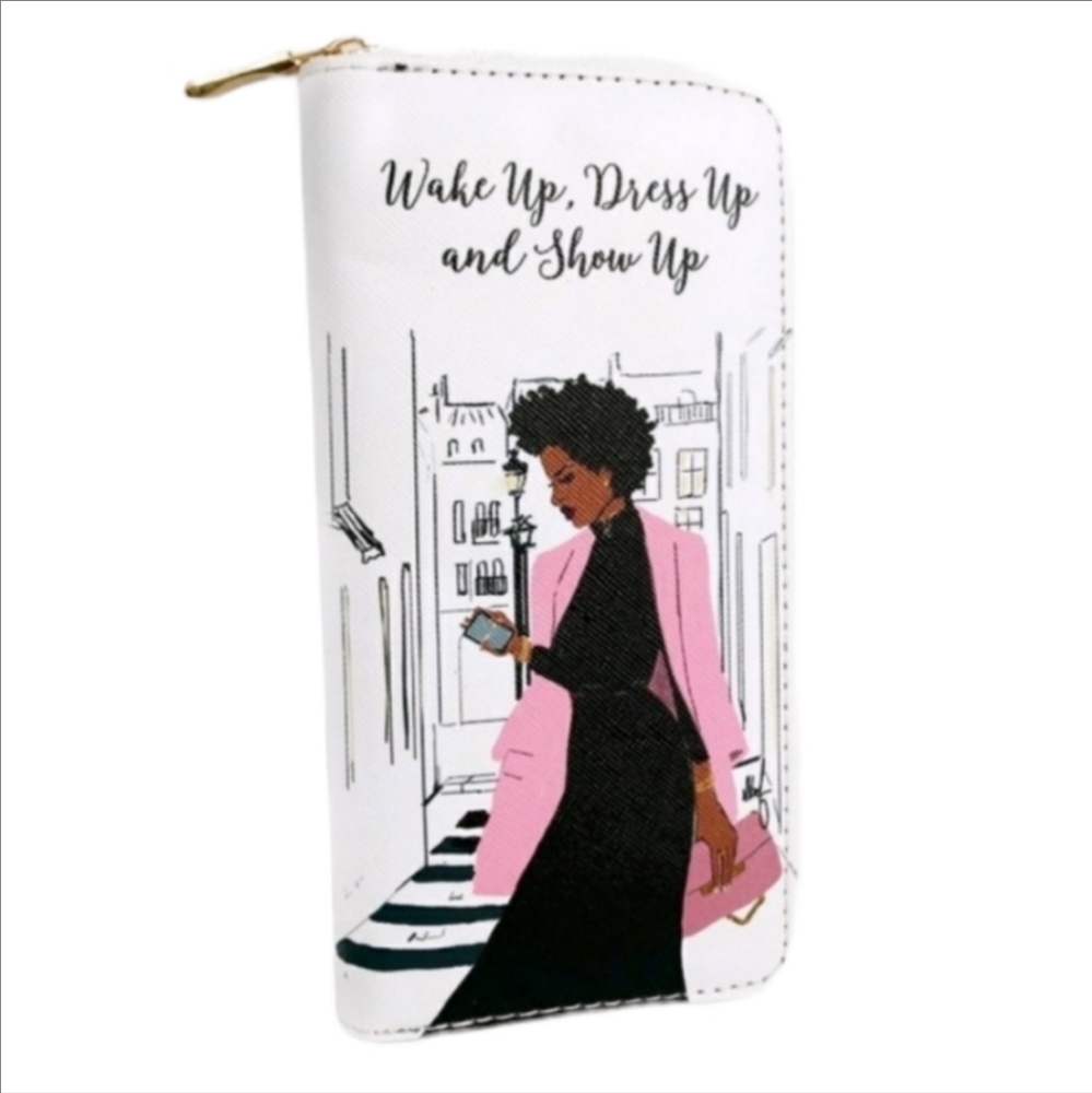 Fashion Inspiration Sketch Accordion Faux Leather Large Wallet